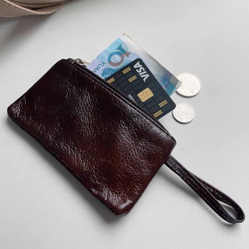 1Pcs Genuine Leather Coin Purse Genuine Leather Men's Wallet Vegan Leather Coin Purse Genuine Mini Cash Wallet Double Coin Purse for Men & Women4