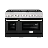 ZLINE 48 in. 6.7 cu. ft. 8 Burner Double Oven Gas Range in Stainless Steel with Black Matte Doors (SGR-BLM-48)