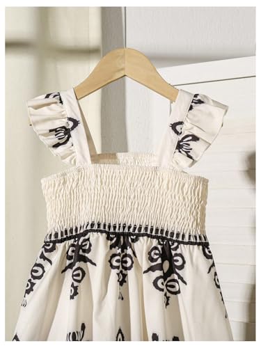 WDIRARA Toddler Girl's Boho Print Ruffle Square Neck Sleeveless Dress Swing A Line Dress3