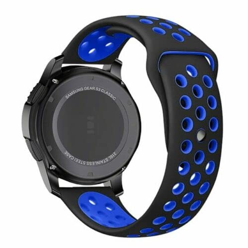 Compatible For Garmin Approach S40/S12/Forerunner 245/F55/645 /Vivomove HR/Luxe/Style/Venu/Venu SQ/Vivoactive 3/Music/Strap Silicone Fitness Wrist Smart Watch Band Sports Breathable (Black/Blue)