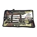 CIMAXIC 3pcs BBQ Tool Set Stainless Steel Grill Utensils Set Camouflage Bag BBQ Grill Accessories for Outdoor Cooking