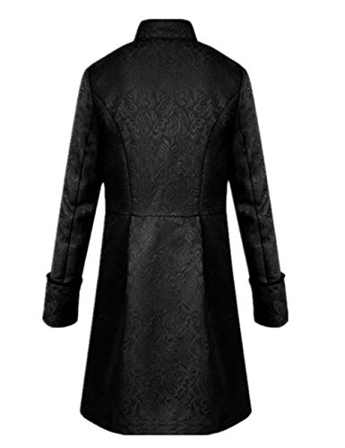 Crubelon Herren Steampunk Vintage Tailcoat Jacke Gothic Victorian Frock Coat Uniform Halloween Kostüm - Schwarz - Klein
