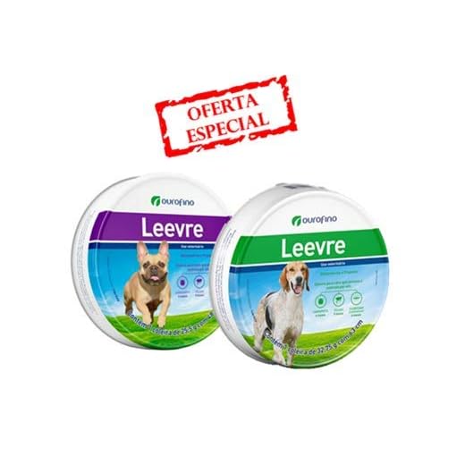 1 Leevre Coleira Cães P 48cm + 1 Leevre Cães G 63cm Ouro Fino