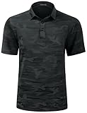 TAPULCO Polo Shirts for Men Summer Stylish Camouflage Pattern Quick Dry Performance Lightweight Breathable Casual Collared Sports T-Shirts Camo Black Medium