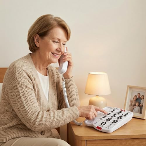 Téléphone fixe simple à grands boutons faciles à utiliser pour senior - 2