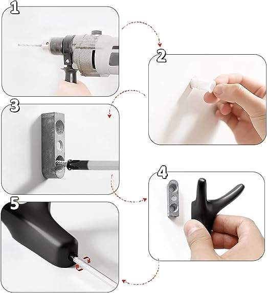 Hooks for Clothes, Towel Hooks, 4 Packs Coat Hook Cow Head Wall Hooks for Heavy Duty Door Hanger Towel Robe Clothes Cabinet Closet Sponges Hook for Bathroom Bedroom Kitchen Hotel Pool (Matte Black)