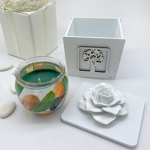 Doni Bomboniere Matrimonio Candela Profumata con Portacandela Bianco Idea Regalo Candele Anniversario Prima Comunione Santa Cresima Oggettistica Partecipazioni Utili 50° 25° Idee Originali Economiche
