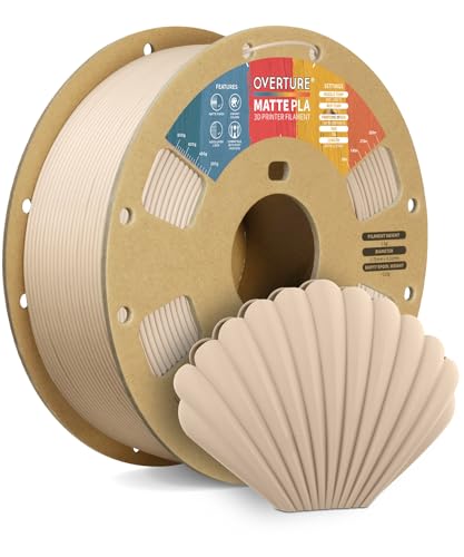 OVERTURE Matte PLA 3D Printer Filament 1.75mm, Easy to Print, PLA Matte Filament 1kg(2.2lbs), Cardboard Spool, High Precision ±0.02mm (Matte Skin)