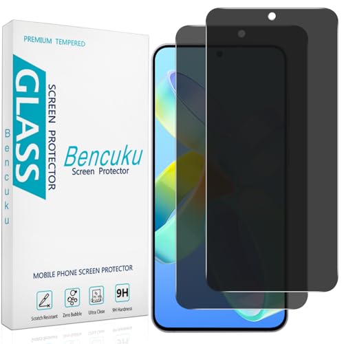 Bencuku (2 Pack) Privacy Screen Protector for Samsung Galaxy S25 FE Anti Spy Tempered Glass Support Fingerprint Unlock Anti Scratch Bubble Free
