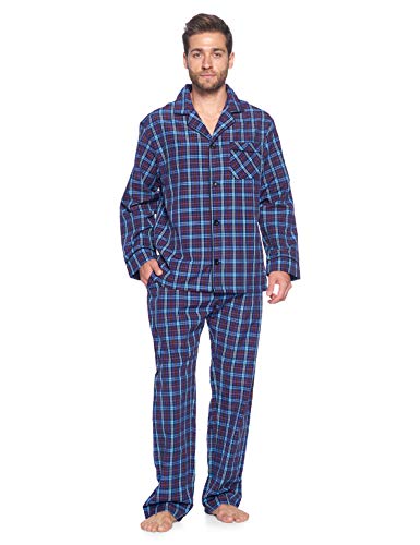 Ashford & Brooks Men’s Long Sleeve Pajamas Set | Woven Plaid Sleepwear & Loungewear Button Down PJ Set2