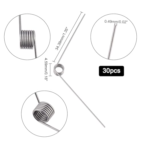 BENECREAT 30 Stück Kleine Torsionsfeder Aus Edelstahl, Mechanische Torsionsfedern Mit 0.5 mm Drahtdurchmesser Für Die Heimwerker-Holzbearbeitung, Möbel, Reparaturprojekt