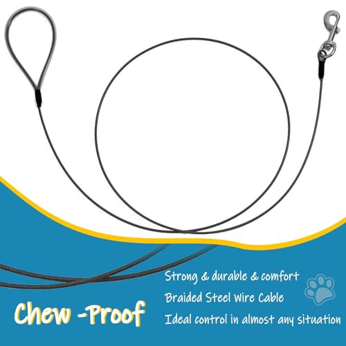 Chew Proof Dog Leash,6FT Metal Cable Lead,Heavy Duty Leash Made of Coated Wire Rope,Chew Resistant,Great for Large Dogs and Teething Puppies,Dog Chains (Black, 1 Pack) Chew Proof Dog Leash,6FT Metal Cable Lead,Heavy Duty Leash Made of Coated Wire Rope,Chew Resistant,Great for Large Dogs and Teething Puppies,Dog Chains (Black, 1 Pack)