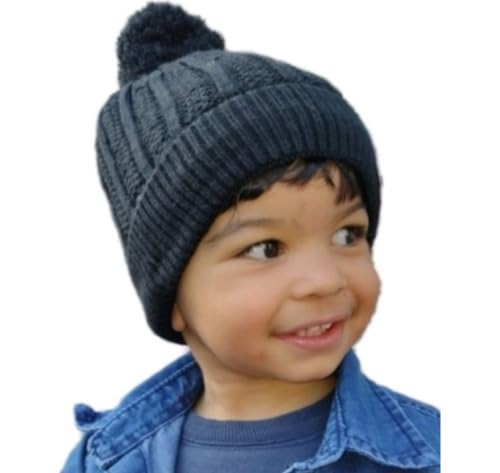 Gorro de Bebê Touca de Criança Forrado de Pelinho Com Pompom Toca Juvenil Chapel de Lã (Acrílico, Pr