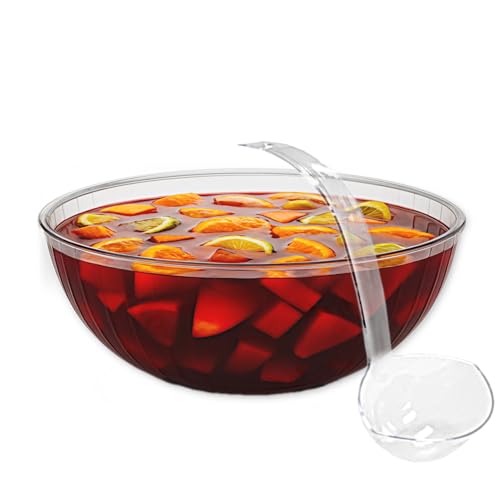 PARTIFINA 1 Clear Punch Bowl with Ladle, Large Plastic Serving