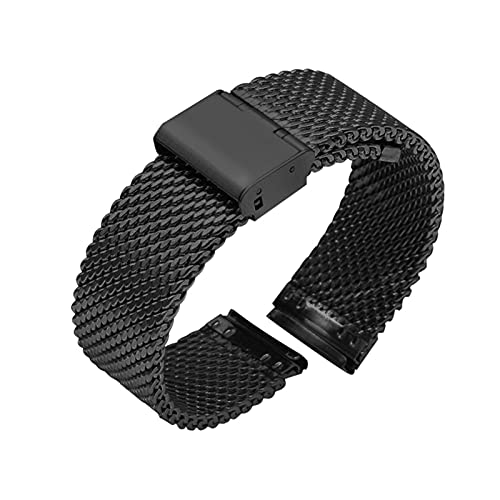 Sangle Universelle Mesh en acier inoxydable noir élégant pour montres de 18 à 24 mm