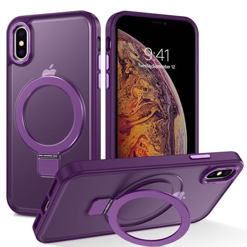 DUEDUE for iPhone Xs Max Case Magnetic with Ring Stand[Compatible with Magsafe], Full Body Protective Cover Slim Shockproof Kickstand Phone Case for Apple iPhone Xs Max 6.5", Deep Purple