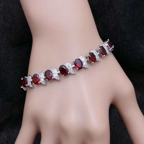 Image of LMXXVJ Fashion Tennis Bracelet Created Emerald White Gold Plated Charm Bracelet Gifts Jewelry for Women