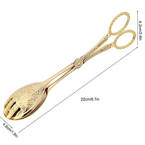 Oumefar Food Tongs Zinc Alloy Cooking Clips Gold Scissors Shape Buffet Clamps With Exquisite Pattern Practical Kitchen Accessories Multipurpose Serving Clip For Salad Pastry Barbecue (Pointed Head) #TOP6