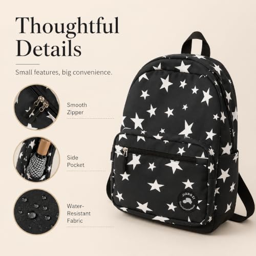 HOKMAH Y2K Backpack Women Men, Cute Daypack Grunge Stars Vintage Chic Trendy Design Bookbag Backpack Daily Use Hiking Trip (black) by HOKMAH - Used condition - Image 7