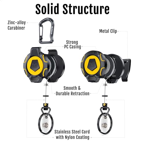 Image of MNGARISTA Retractable Keychain Badge Reel Retractor Holder, 2 Pack