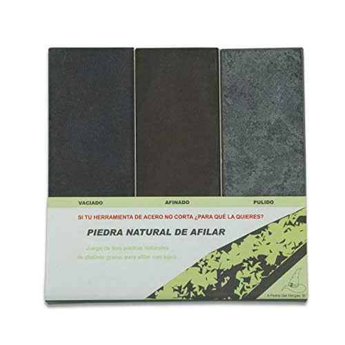 A Pedra das Meigas 21209 Set VACIAR 700g/AFINAR 1200g/PULIR 4000g para Caza, Pesca, Camping, Outdoor, Supervivencia y Bushcraft 21209 + Portabotellas de regalo