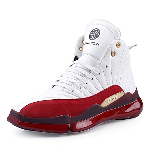 Bacca Bucci® Men’s Comfy Hi-Top Casual Chunky Streetwear Fashion Sneakers | Ankle Shoe Quilted Designed | Model: Red Fox