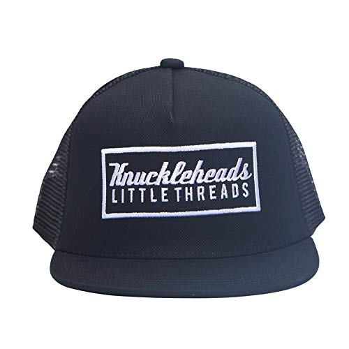 Knuckleheads Little Threads Infant- Newborn Photography Outfits Boy- Snapbacks Sun Hat Flat Bill Summer Beach Trucker Youth Fun Cute Fitted Gorras Baseball Mesh Cap(M 2-5 Years Black Rectangle)