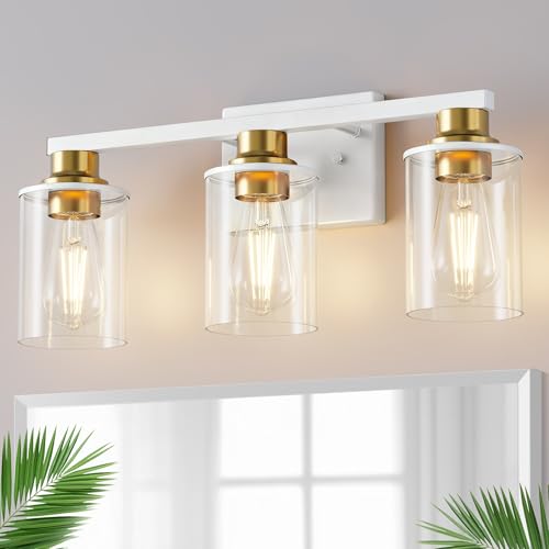 Image of DORESshop 17 Inch 3-Light White Gold Bathroom Vanity Light