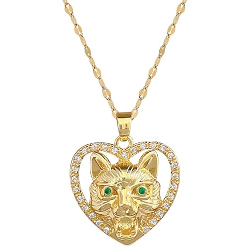 Collier pendentif cœur léopard acier inoxydable de haute qualité serti de zircon