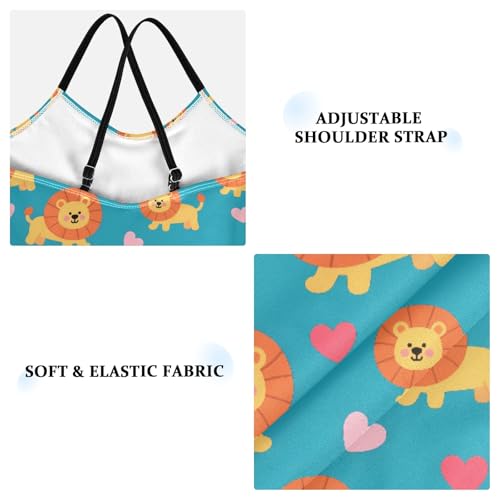senya Girls Swimsuits One-Piece Swimwear Tie Bathing Suit Beach Summer Round Neck 9-10T Lion Heart Pattern3