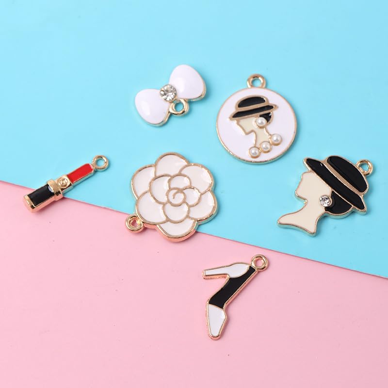 Ximimark 23 pcs Mini Gold Plated Enamel Charms Makeup Fashion Pendant Lipstick Perfume Charm Pendants For DIY Jewelry3