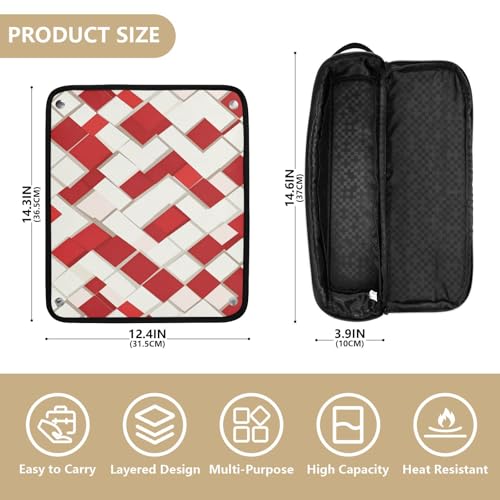 Estuche de viaje 2-en-1 para plancha rizadora con almohadilla resistente al calor para planchas y rizadores, organizador impermeable blanco y rojo miniatura 4
