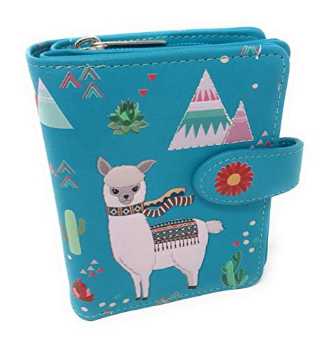 Shag Wear Llama Small Animal Wallet for Women and Teen Girls Vegan Faux Leather Teal 4.5