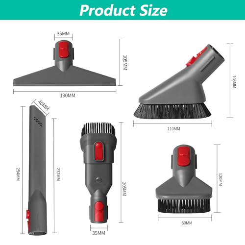 Dyson Staubsauger Zubehör 5 Stück, 3 Bürstenköpfe + 2 Düsen, Ersatzteile für V7 V8 V10 V11, Zuhause, Büro und Hotel