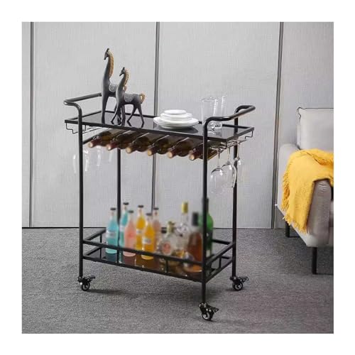Carrito de almacenamiento de cocina de 2 niveles con luz LED móvil moderno mini bar y estación de café para servir copas de vino y cocina nization