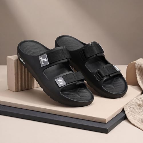 Image of YOHO Wilo Double Strap Sliders for Men | Cushioned & Lightweight | Adjustable Strap | Comfortable Monsoon Footwear & Rainy Sandals