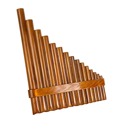LKJYBG 15 Pipes Pan Flute G Key Adjustable Chinese Folk Musical Instrument,Pan Pipes Natural Bamboo