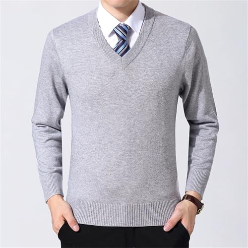 Cotton V Neck Pullover Sweater Mens Long Sleeve Fashion Loose Fit Knitting Casual Comfortable2