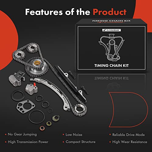 A-Premium Engine Timing Chain Kit W/Guide Rail & Idler Sprocket & & Tensioner More [Fits Dohc, 4Cyl 2.4L, Ka24De] Compatible With Nissan Altima 1998-2001, Frontier 1998-2004, Xterra 2001-2004 #TOP6