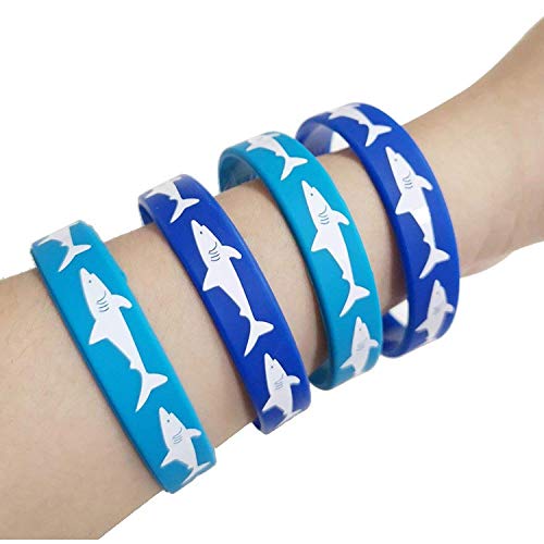 Cocohut 18 Pcs Shark Party Kid's Rubber Wristband,Party Supplies, Birthday Party Stretch Bracelets, Accessories,Kids Birthday Party Supplies, Prize Rewards Gifts Decorations #TOP2