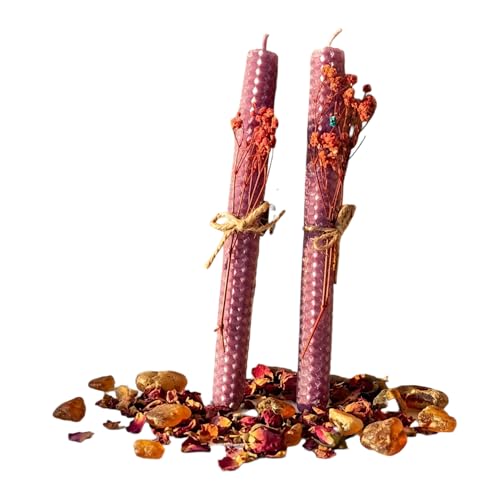 Bougie spirituelle Rose Ambre pour rituel de méditation et soin énergétique