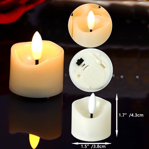 Image of CANDLE CHOICE Battery Operated Flameless Tea Lights Realistic Black Wick Bright Flickering LED Tealight Votive Candles for Wedding Party Table Halloween Christmas Decorations Batteries Incl 6 Pack