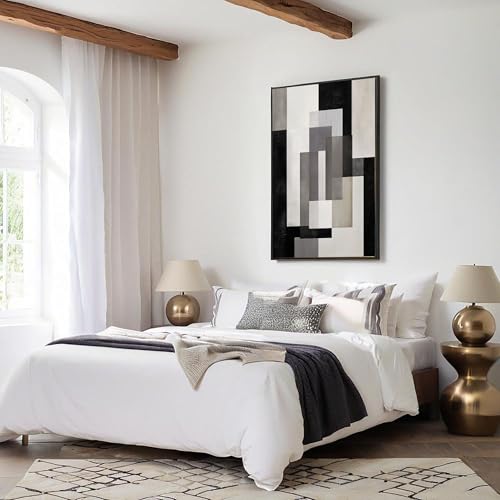 Art mural carrés géométriques abstraits, tableau design minimaliste épuré
