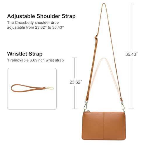SENDEFN Leather Wristlet Clutch Small Women Crossbody Shoulder Bag Wallet Purses RIFD Card Slots3
