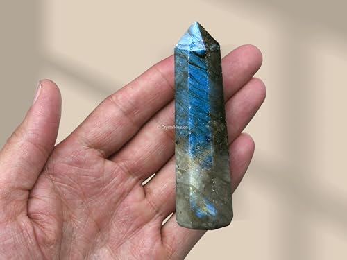 Image of Crystal Heaven Labradorite Crystal Tower Obelisk Point For Chakra, Healing And Balancing - Aaa Grade Original Certified Gemstone Agate For Reiki Meditation Yoga Spiritual (3-4 Inches)