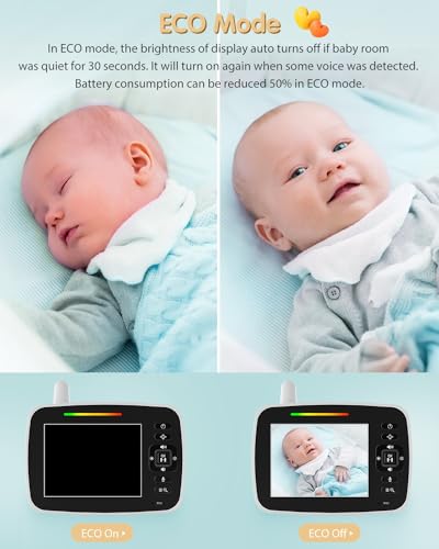 Baby Monitor with Remote Pan-Tilt-Zoom Camera - Video Baby Monitor with 3.5\" LCD Large Display | Infrared Night Vision, Temperature Display, Lullaby | Baby Monitor With Camera and Audio - 960ft Range