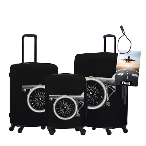 Image of WanderWraps Spendex Polyester Protective Luggage Cover | Hard Luggage Trolley Bag Cover | Washable | Dust Proof | Stretchable | S /M /L - Combo | JetCore