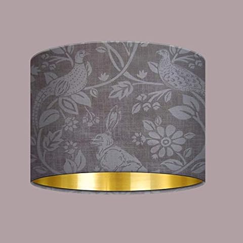 Beige Woodland Gold Drum Lampshade Cover