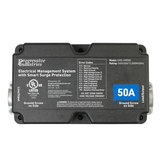 Progressive Industries EMS-HW50C Heavy Duty RV Surge Protector, Black, 50 Amp