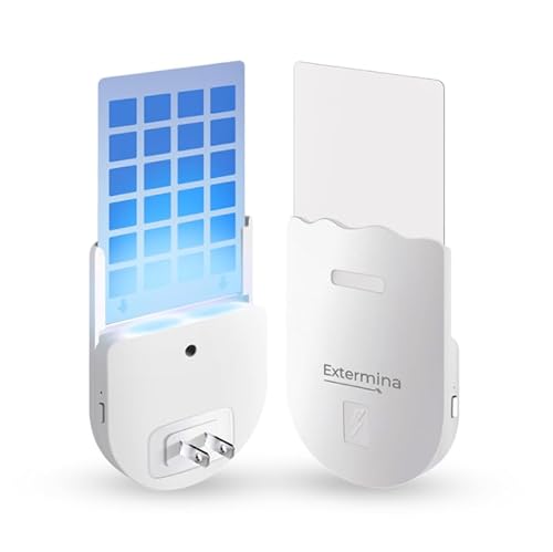 Extermina Flying Insect Trap with UV Light - 5 Refills Included - 24/7 Continuous Catch for House Flies, Fruit Flies & Gnats